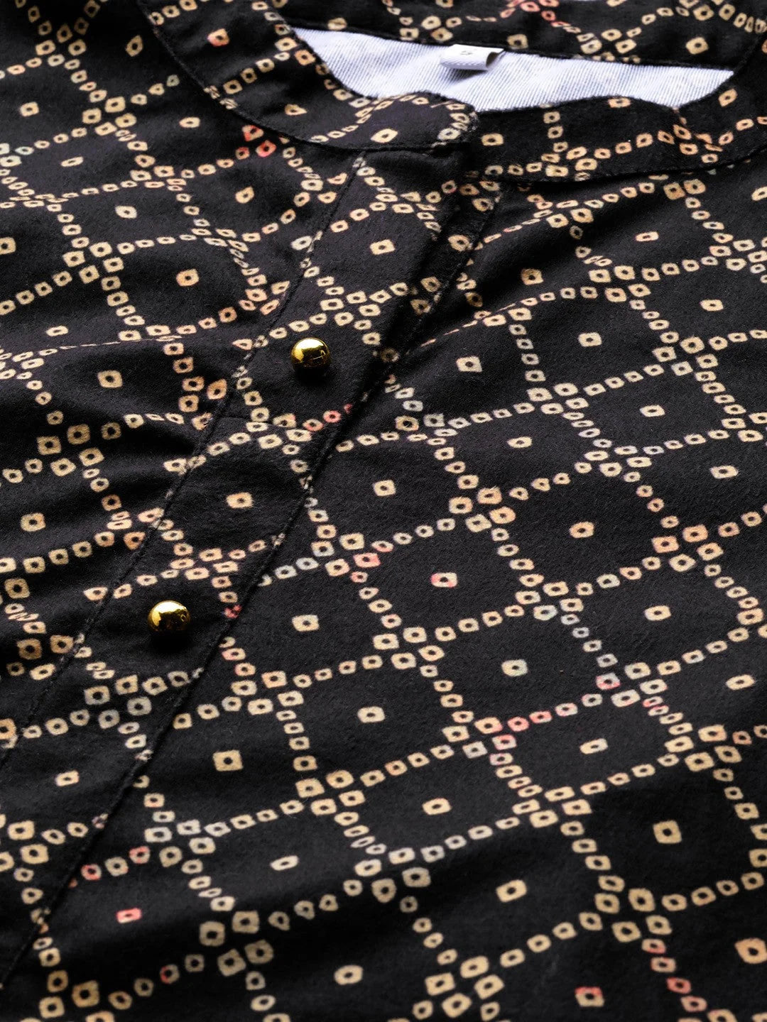 Black Bandhani Print Velvet Kurta - Indian Kurta for Women