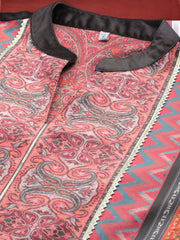 Pink & Black Printed Gotta Patti Velvet Kurta-AHKUVLDP-1106