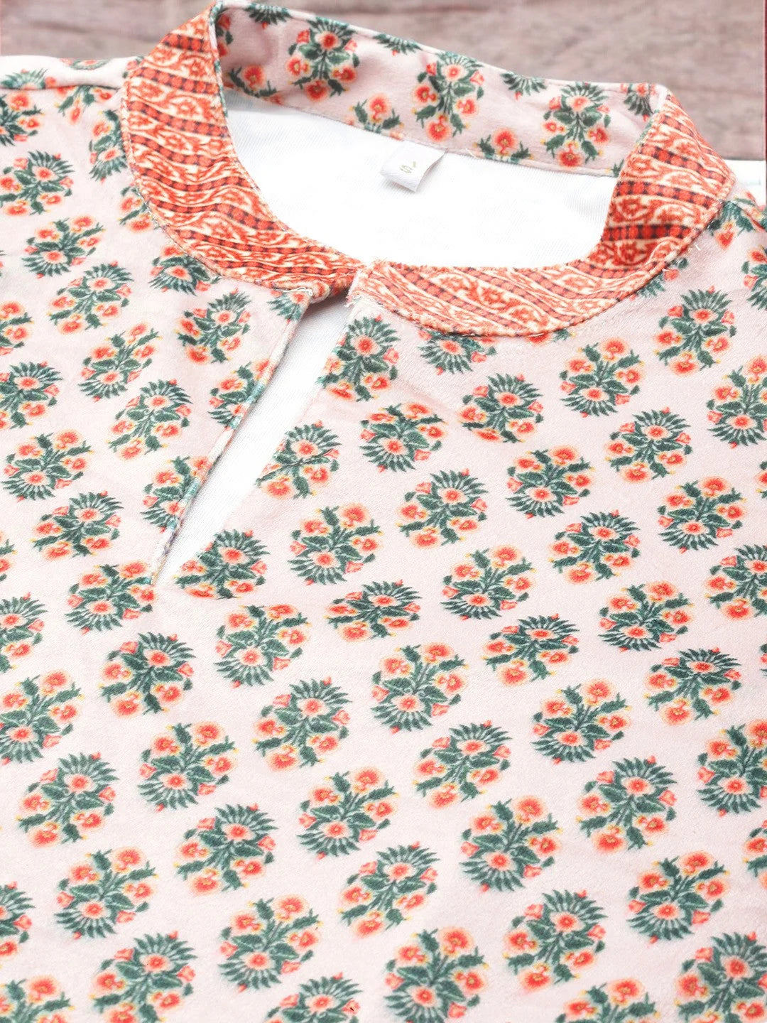 Beige Floral Velvet Kurta | Indian Kurtis | Women's Fashion