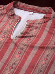 Maroon Striped Gotta Patti Velvet Kurta-AHKUVLDP-1109