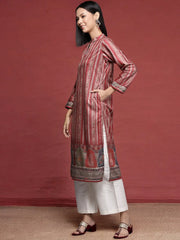 Maroon Striped Gotta Patti Velvet Kurta-AHKUVLDP-1109
