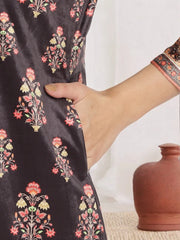 Black Color Digital Print Velvet Kurta-AHKUVLDP-904