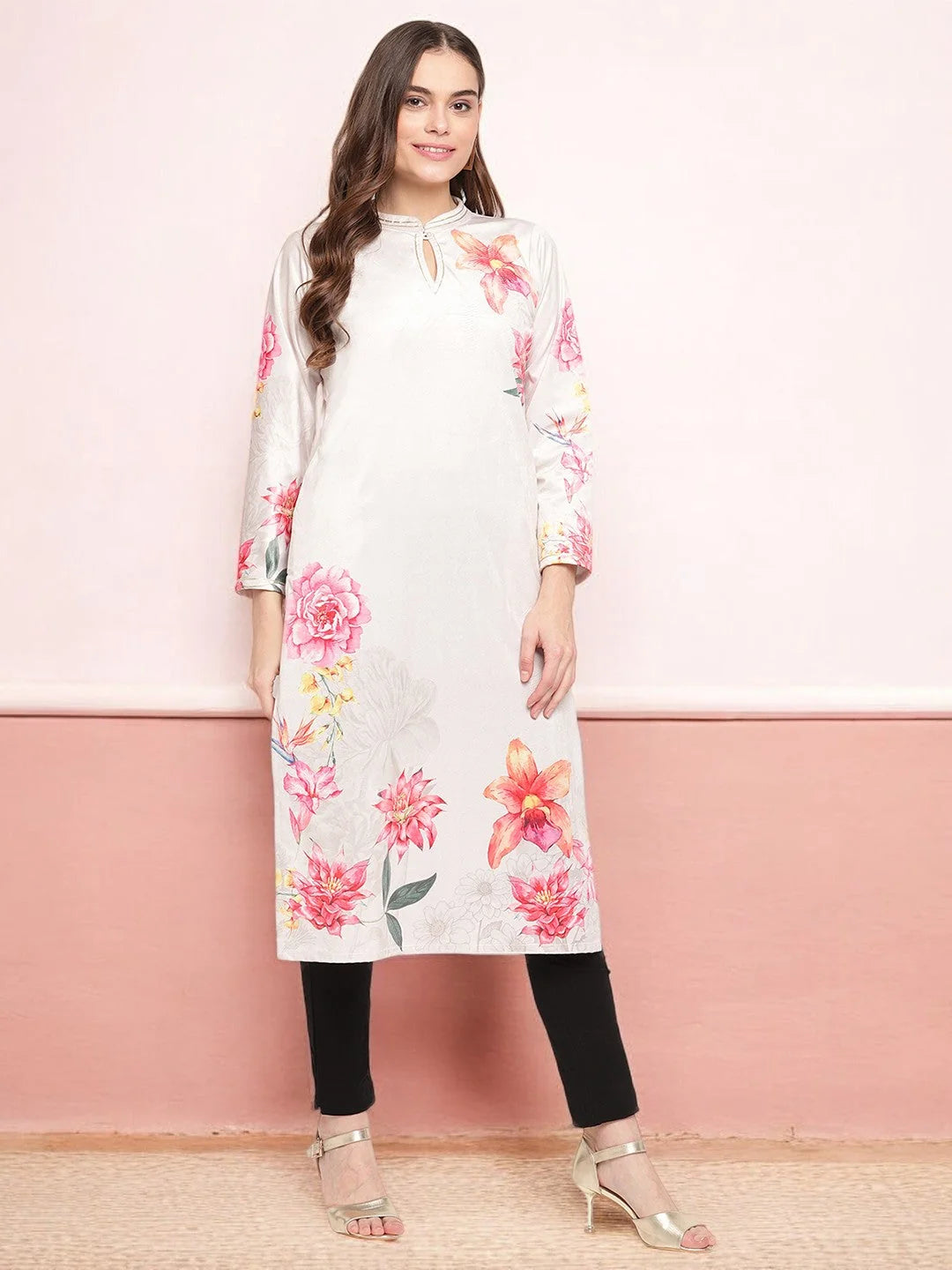 Floral Velvet Indian Kurta Ladies - Unique Digital Print!