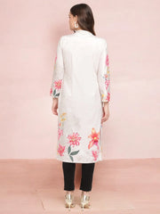 Off White Digital Floral Print Velvet Kurta-AHKUVLDP-905