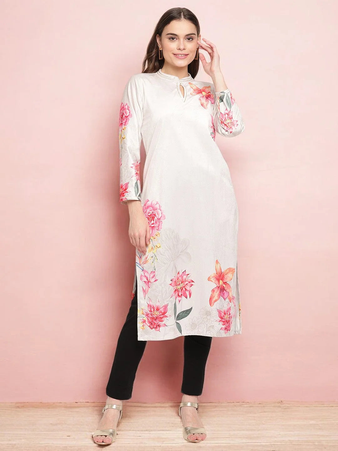Floral Velvet Indian Kurta Ladies - Unique Digital Print!