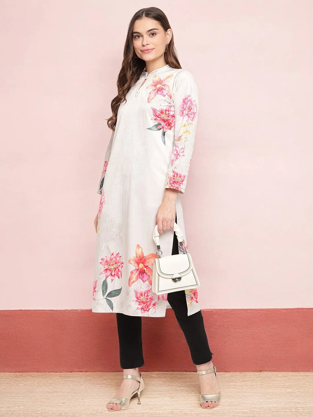 Floral Velvet Indian Kurta Ladies - Unique Digital Print!