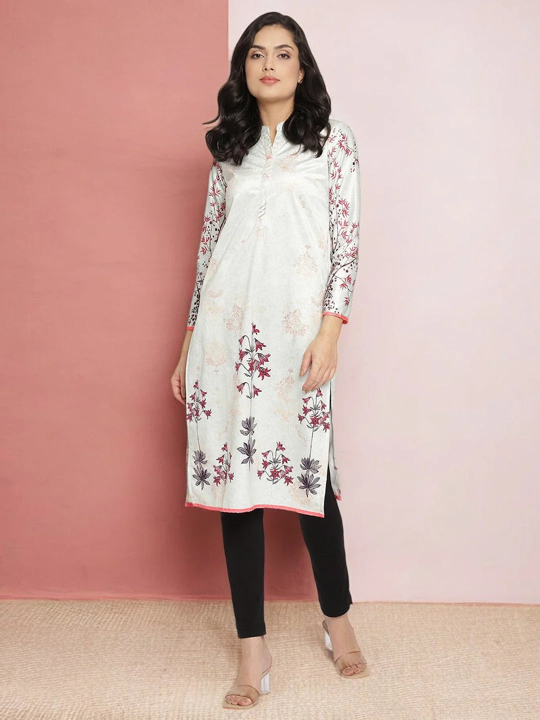 Women's Light Green Color Digital Print Velvet Kurta-AHKUVLDP-910