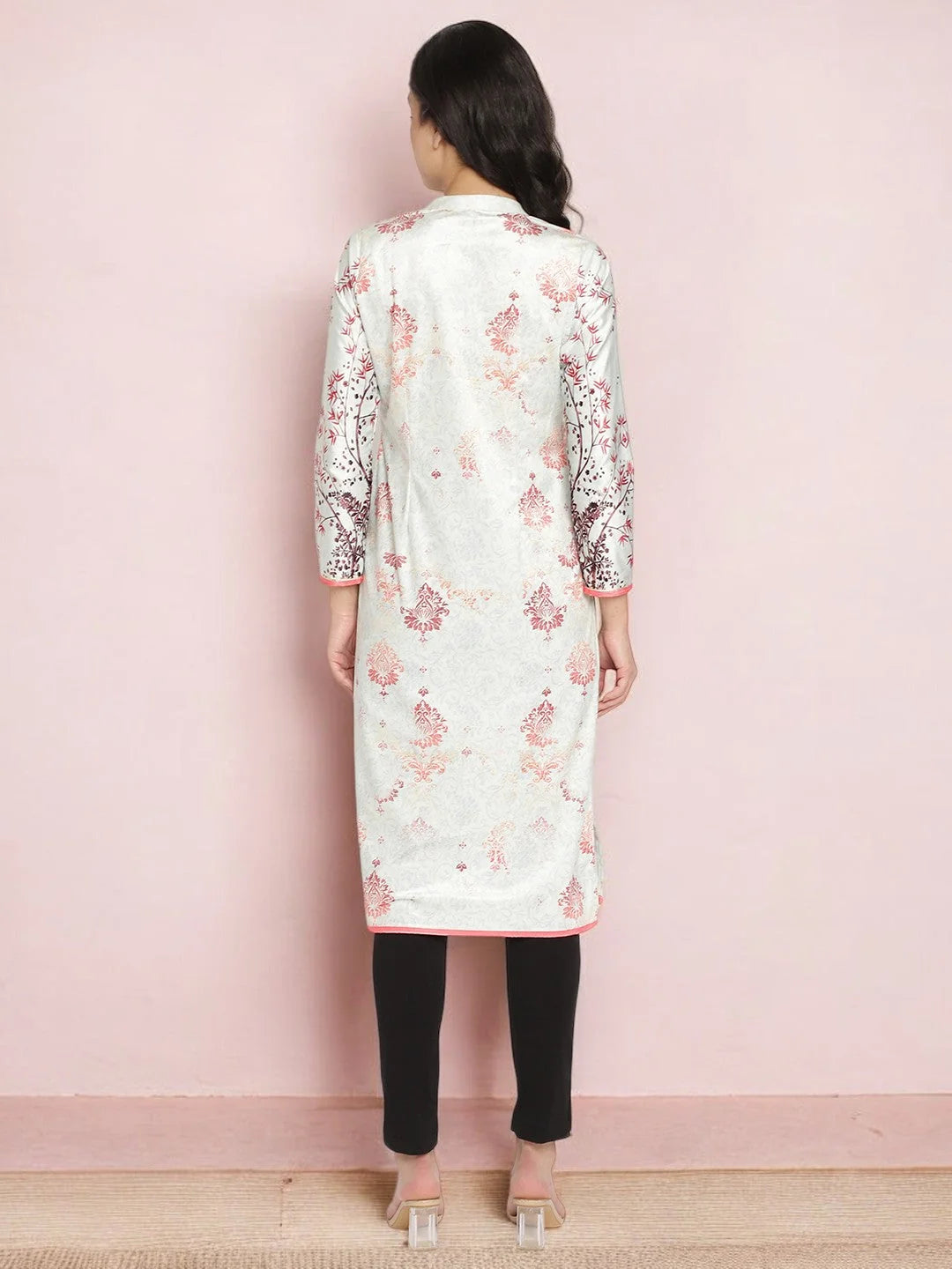 Light Green Digital Print Velvet Indian Kurta for Women