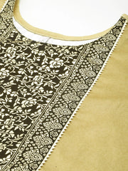 Women Floral Yoke Design Gotta Patti Velvet Kurta-AHKUVLGP-1116