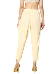 Beige Floral Lace Insert Dhoti Pants-AHPZCOPL-15022