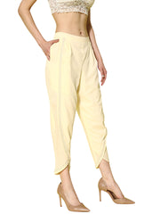 Beige Floral Lace Insert Dhoti Pants-AHPZCOPL-15022