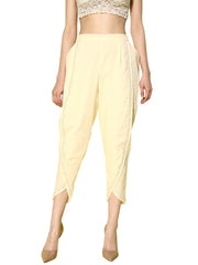 Beige Floral Lace Insert Dhoti Pants-AHPZCOPL-15022