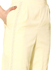 Beige Floral Lace Insert Dhoti Pants-AHPZCOPL-15022