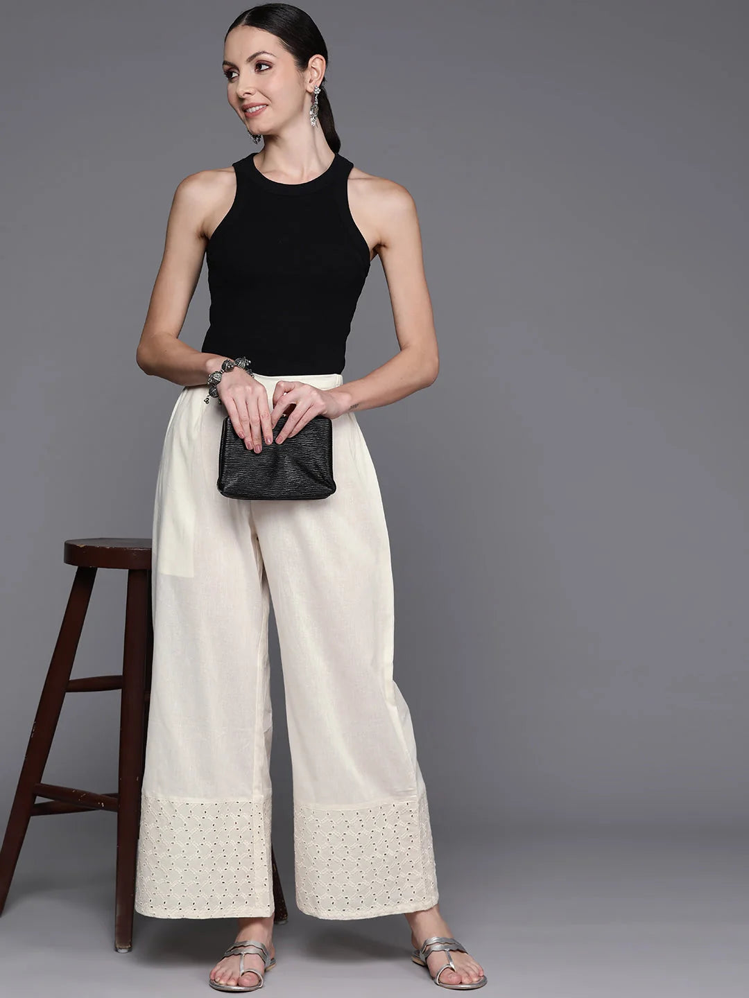 Embroidered Palazzo Pants for Women - Designer Palazzo Trousers