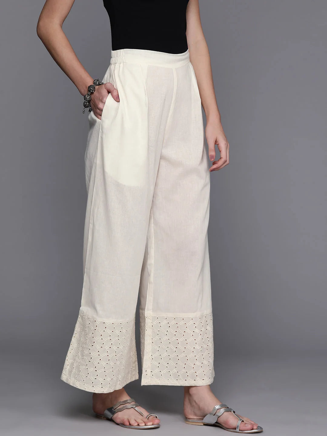 Embroidered Palazzo Pants for Women - Designer Palazzo Trousers