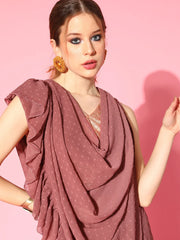 Rusty Rose & Golden Woven Design Ready to Wear Saree-AHSRBL-SET-1-FF