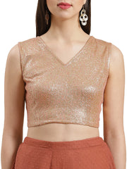 Rust Brown Woven Design Ruffled Ready to Wear Saree Set-AHSRBL-SET-1