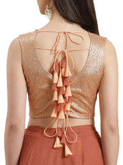 Rusty Brown Pleated Ready to Wear Saree Set-AHSRBL-SET-4