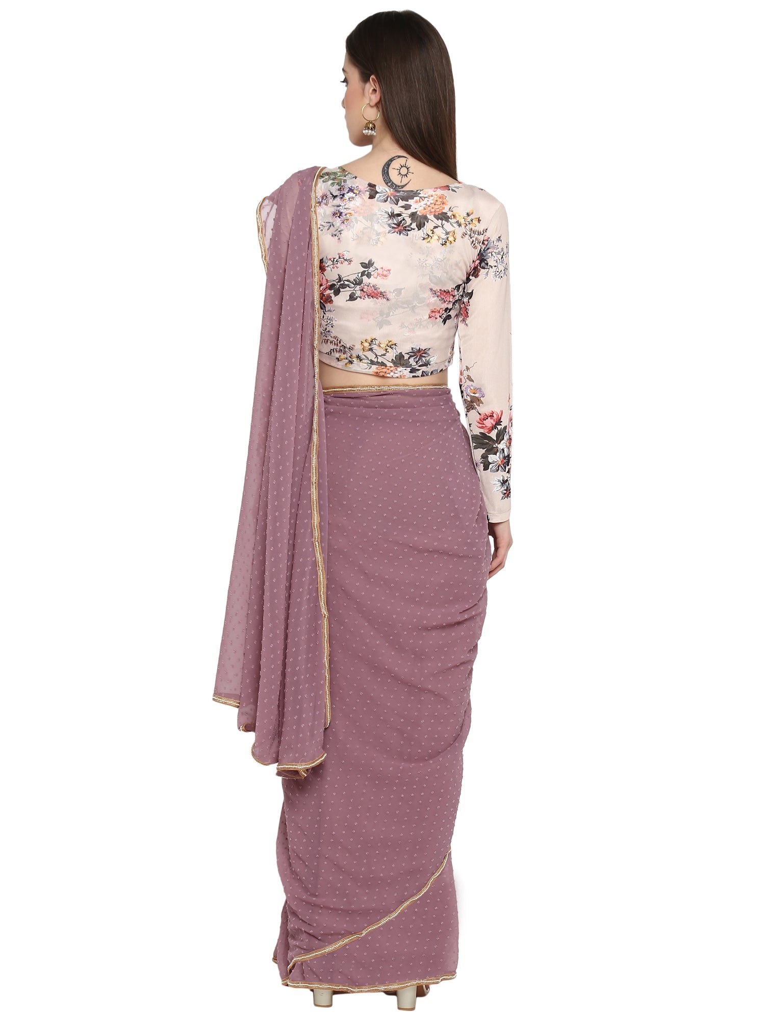 Mauve Georgette Saree - Ready to Wear | Indian Wedding Sarees