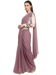 Women's Mauve Butta Georgette Ready to Wear Saree-AHSRBL-SET-5