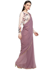 Women's Mauve Butta Georgette Ready to Wear Saree-AHSRBL-SET-5