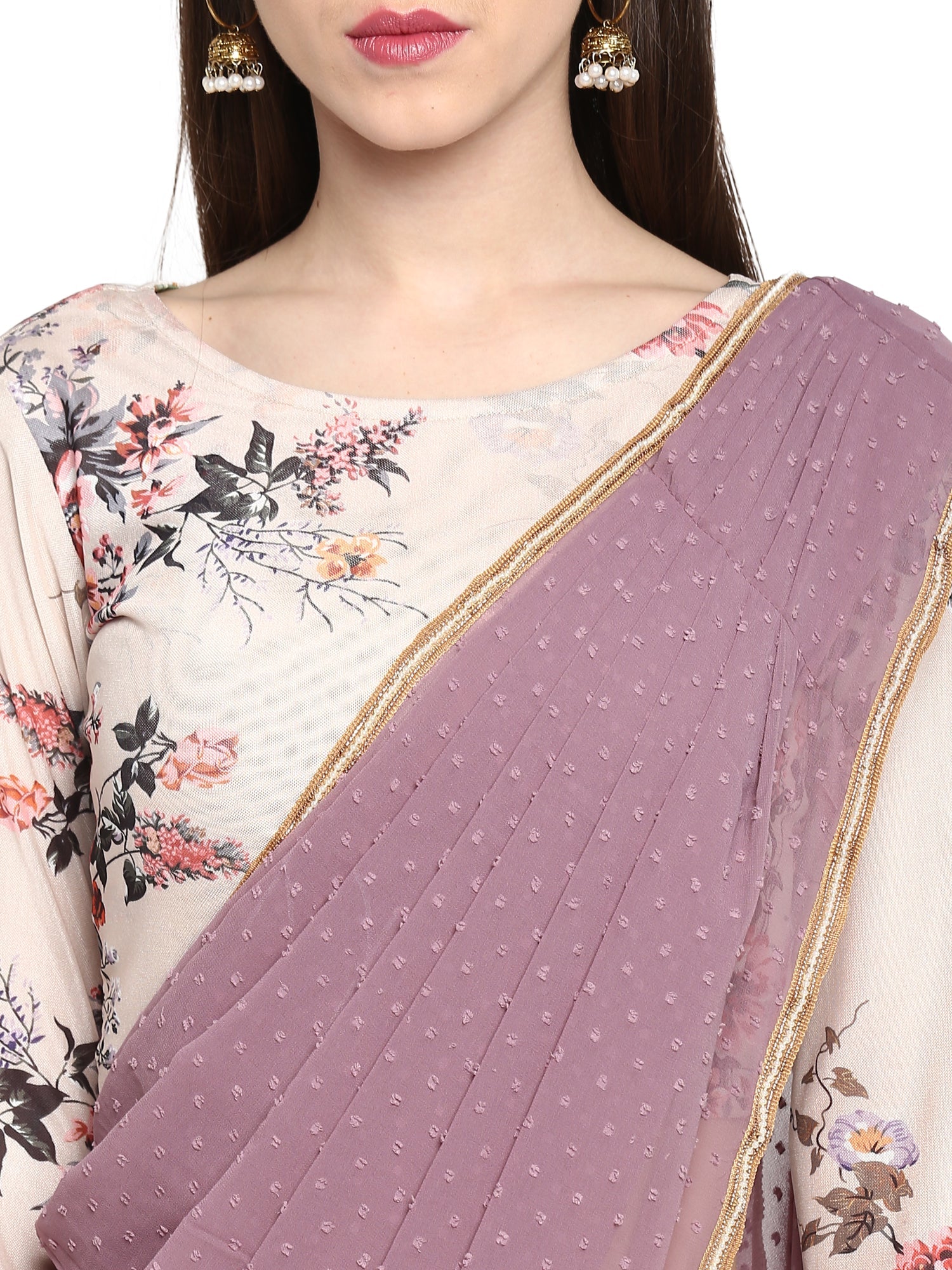 Mauve Georgette Saree - Ready to Wear | Indian Wedding Sarees