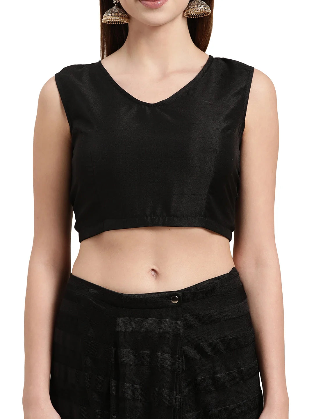 Black Ruffled Ready to Wear Indian Sari - Polyester Saree