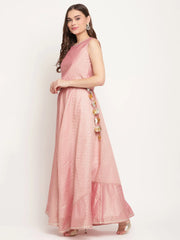 Rusty Rose Chanderi Gold Foil Print Lehenga Choli With Dupatta-AHTPDUSK-COMBO-394-FF