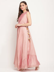 Rusty Rose Chanderi Gold Foil Print Lehenga Choli With Dupatta-AHTPDUSK-COMBO-394-FF