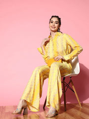 Yellow Floral Printed Shirt and Palazzos-AHTPPZ-COMBO-638