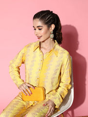 Yellow Floral Printed Shirt and Palazzos-AHTPPZ-COMBO-638
