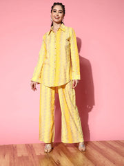 Yellow Floral Printed Shirt and Palazzos-AHTPPZ-COMBO-638