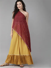 Red & Yellow One Shoulder Top with Palazzo Set-AHTPPZ-Combo-251