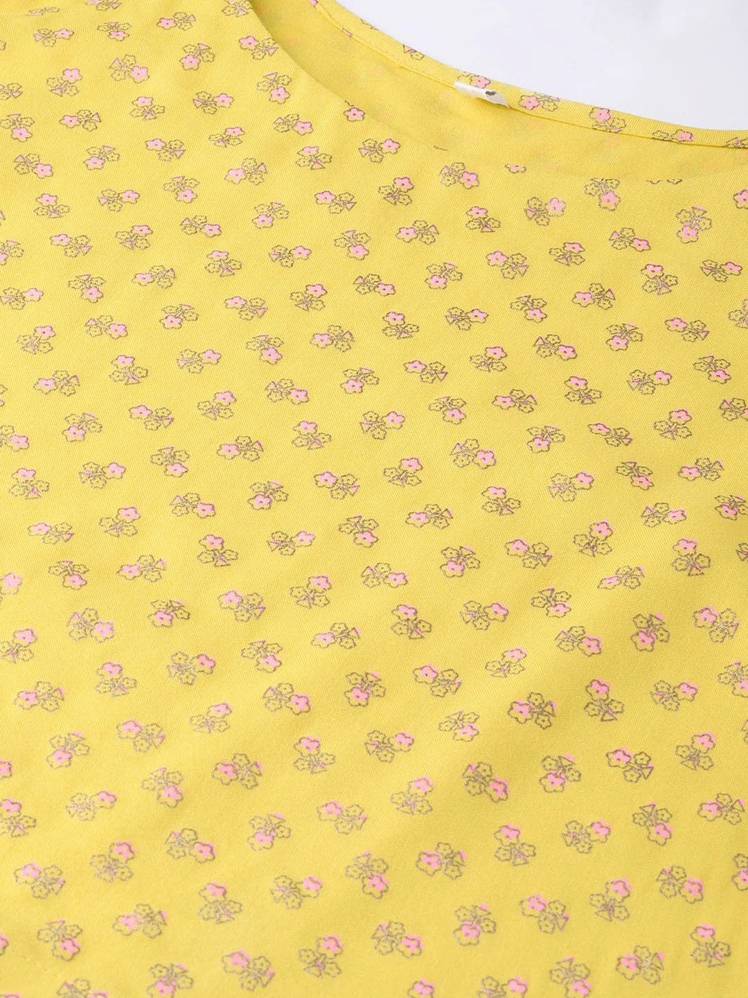 Yellow & Pink Printed Crop Top, Palazzos & Ethnic Jacket