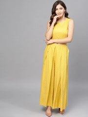 Yellow & Pink Printed Crop Top with Palazzos & Ethnic Jacket-AHTPPZJK-Combo-213