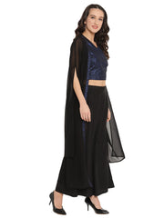 Black & Blue Printed Crop Top with Palazzos & Jacket-AHTPPZJK-Combo-297