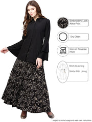 Black Shirt with Skirt Co-ord Set-AHTPSK-Combo-105