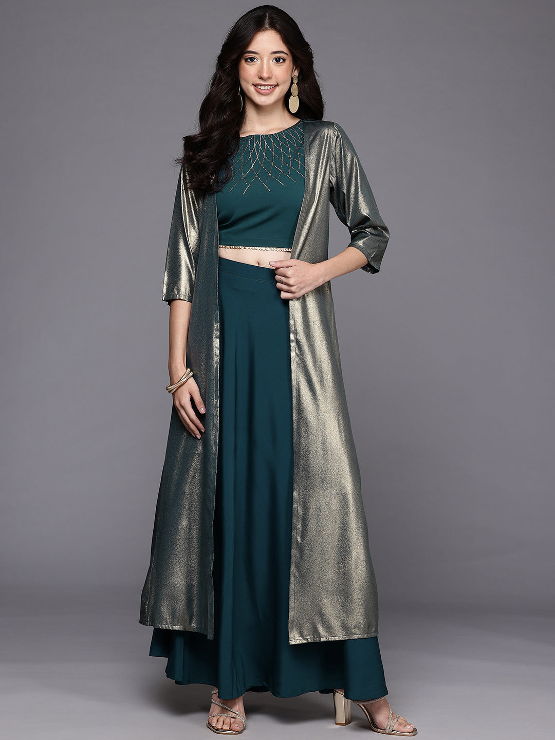Women's Green Westren Co-ords-AHTPSKJK-COMBO-1133