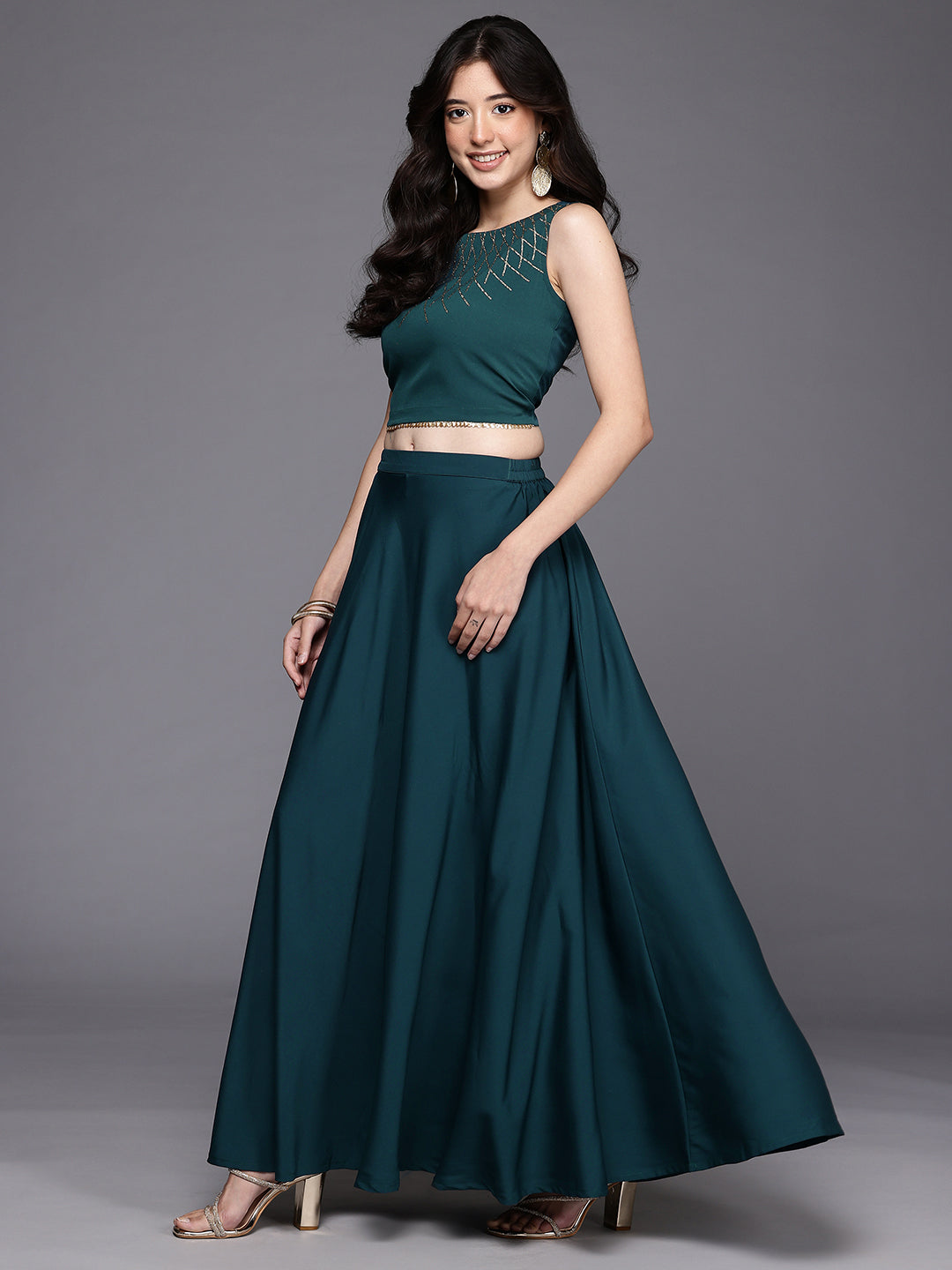 Women's Green Westren Co-ords-AHTPSKJK-COMBO-1133