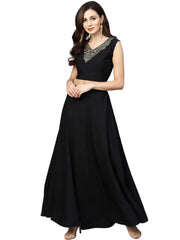 Black, Golden Straight Crepe, Georgette Kurta Sets-AHTPSKJK-Combo-127