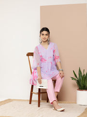 Lavender & Pink Printed Tunic-AHTUCFDP-8100-ICH