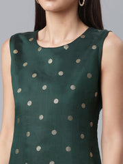 Dark Green Chanderi Gold Foil Print Tunic-AHTUCHGP-8053