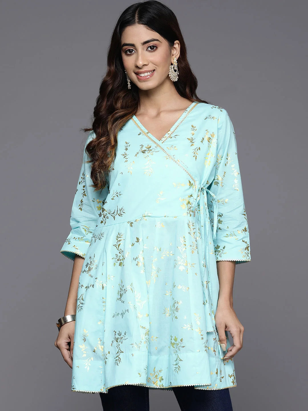 Printed Cotton Tunic Top | Embellished Indian Kurtis Online