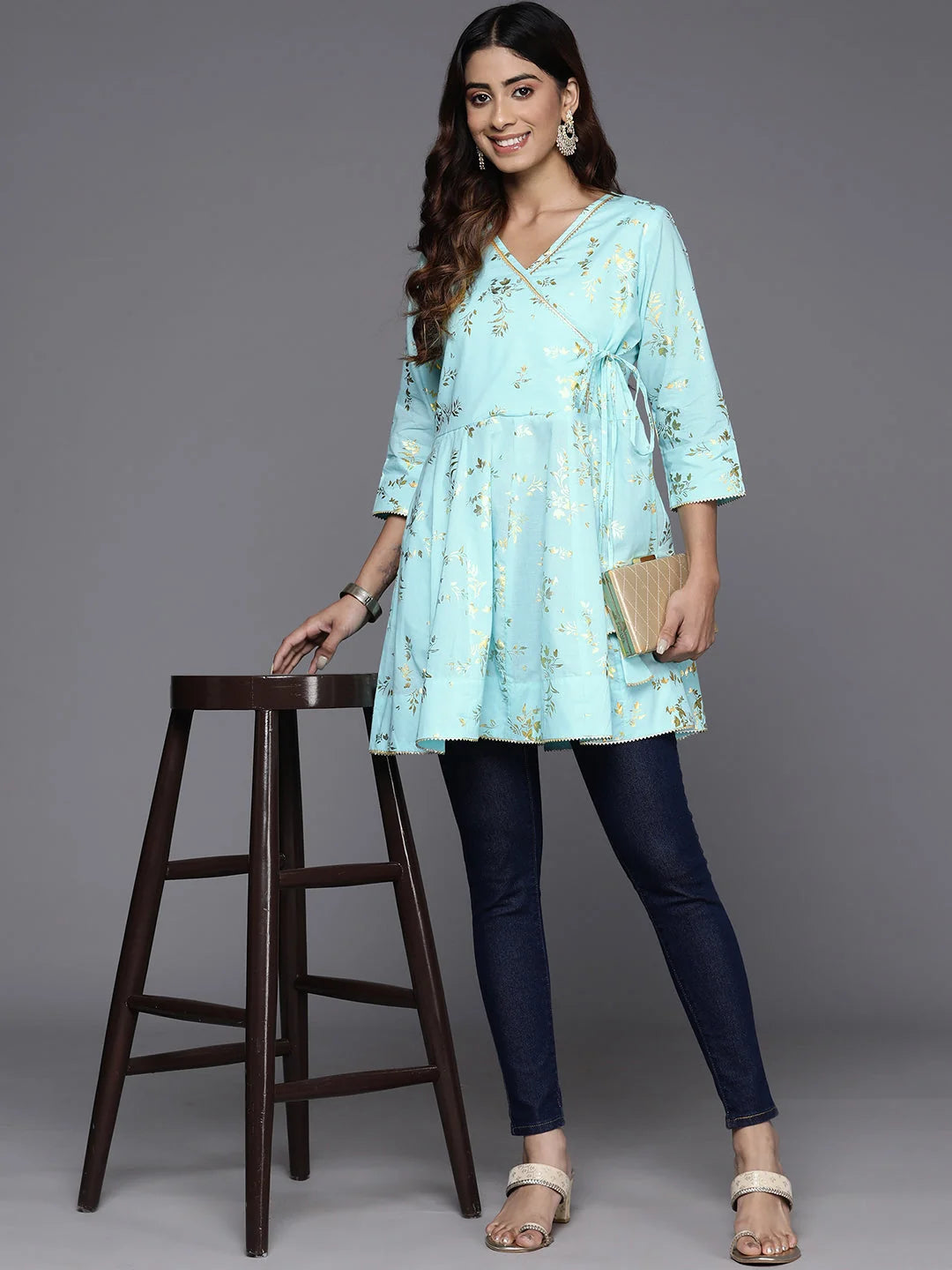 Printed Cotton Tunic Top | Embellished Indian Kurtis Online