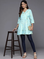 Printed Embellished Pure Cotton Ethnic Tunic-AHTUCOGL-8177