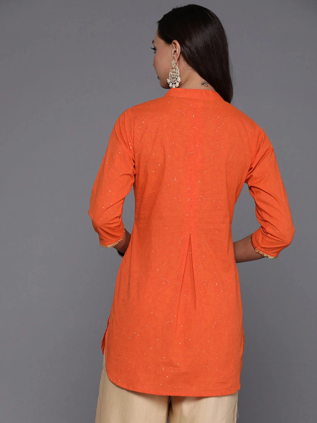 Printed Cotton Tunic Top - Mandarin Collar Indian Kurtis Ladies
