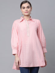 Baby Pink Pure Cotton Printed Tunic-AHTUCOPGFP-8055