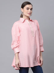 Baby Pink Pure Cotton Printed Tunic-AHTUCOPGFP-8055