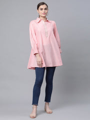 Baby Pink Pure Cotton Printed Tunic-AHTUCOPGFP-8055