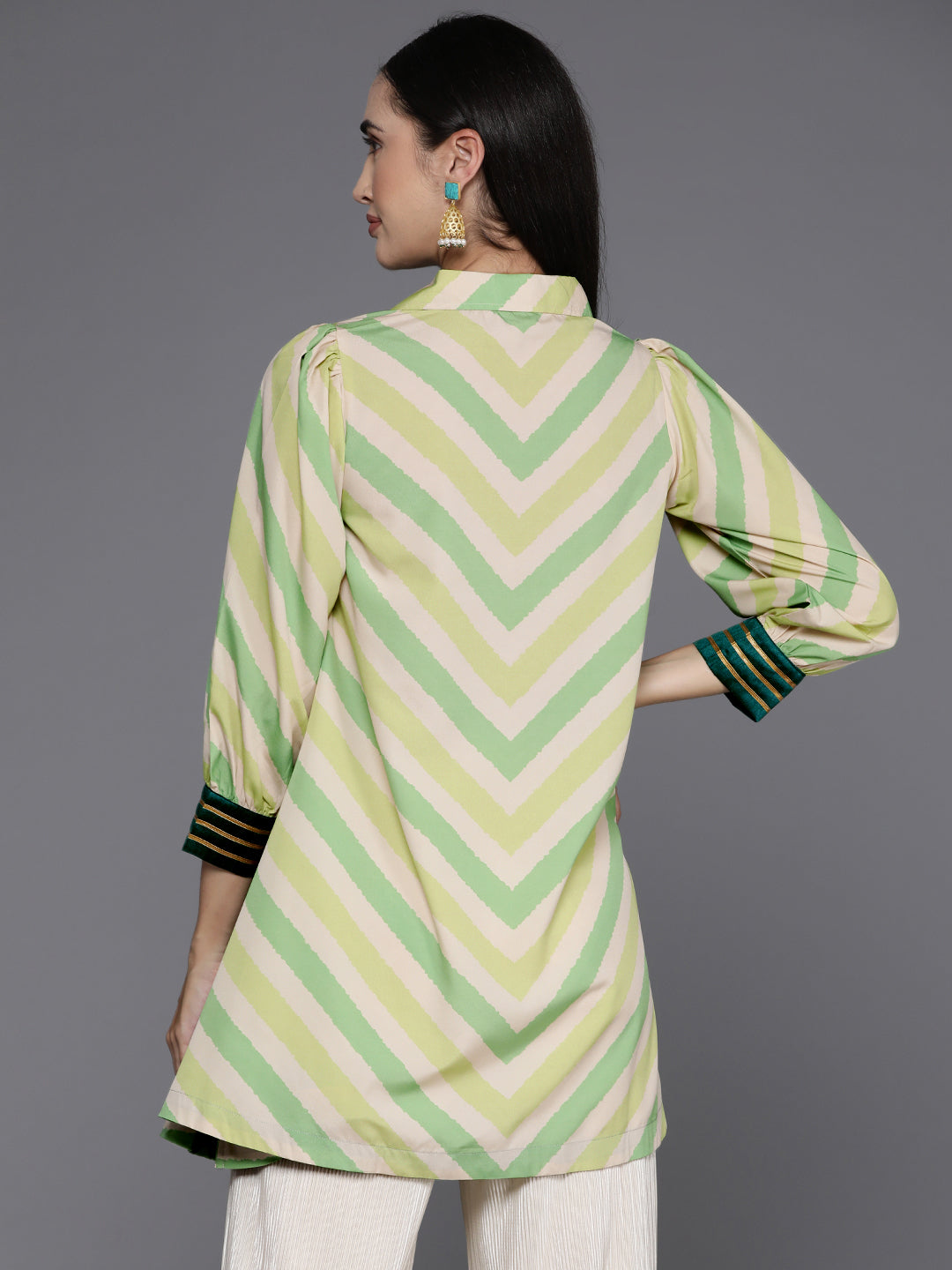 Striped Ethnic Tunic Top - Indian Kurta Ladies Collection